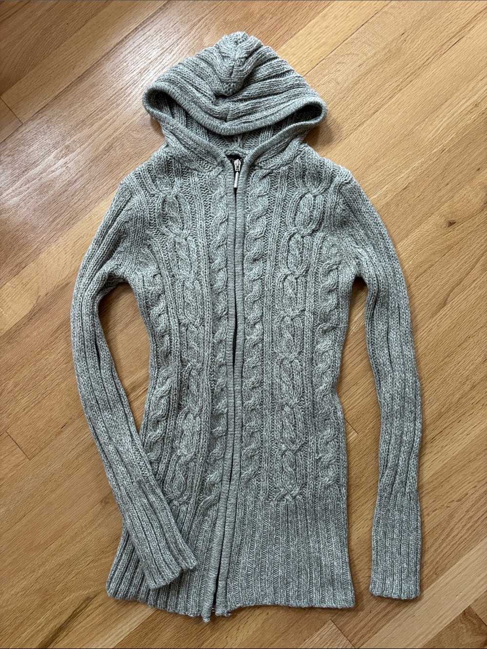 Link y2k Hooded Cable Knit Zip Cardigan